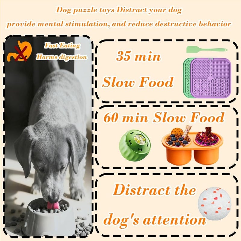 Thooaw 7.87" Dog&Cat Lick Mat with Suction Cups Set,Frozen Treat Puzzle Dispenser for Puppy,Dog Enrichment Toy Foam Ball for Anxiety Relief - Image 4